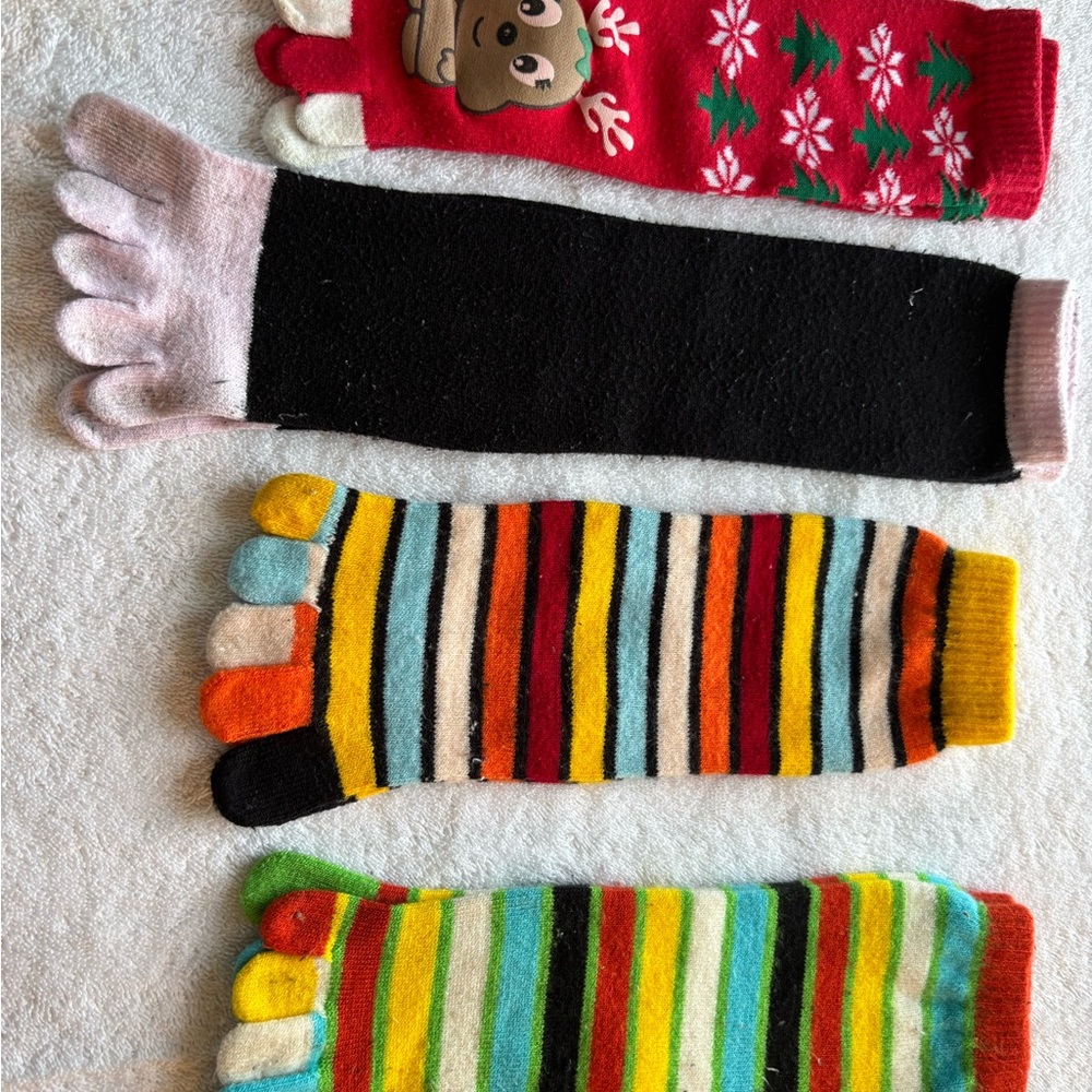 4 Pair Colorful Toe Socks Set